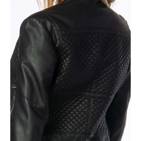 London Vegan Black Racer Jacket_Black Biker Jacker_Motorcycle Jacket Black - Picture 2 of 5